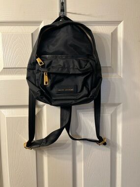 Marc Jacobs Mini Black Backpack with Gold-Tone Accents
